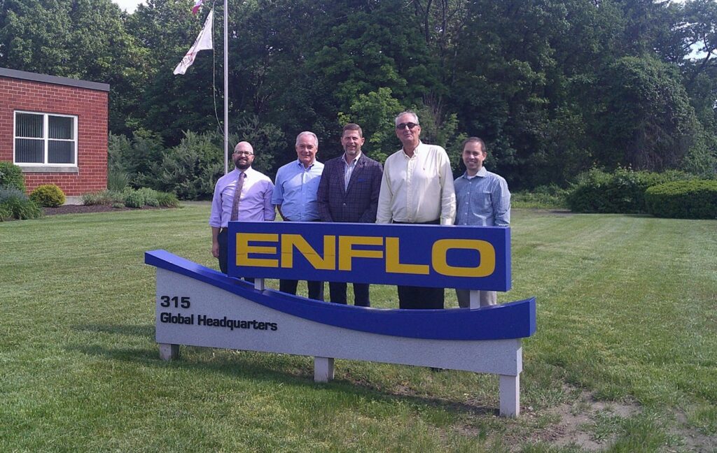 Pictured above: Justin Malley, Executive Director, Economic and Community Development for the City of Bristol; Mark Lamoureaux, CEO of Enflo; Jeff Caggiano, Mayor of Bristol; Steve Rood, President of Enflo; Jonathan Stanek, CFO of Enflo